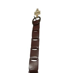 Lauren Ralph Lauren Brown Leather Belt with Antiqued Gold Ring Buckle